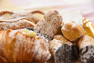 Sweet Pastrys Dessert With Sugar and Cream