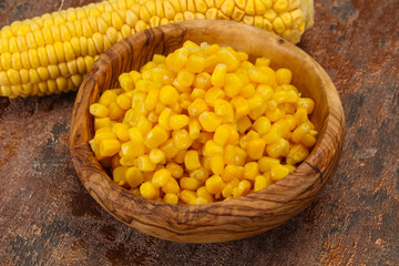 Young corn seeds in the bowl