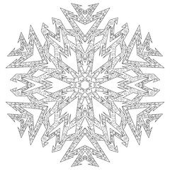 Coloring page with snowflake with editable line. 