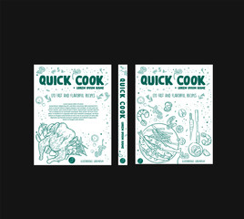 Cook Book Cover Design Template Vector and food illustrations
