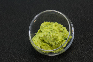Avocado guacamole sauce with chili pepper