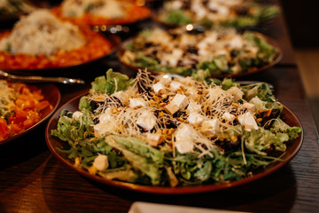 Delicious salad on a plate closeup