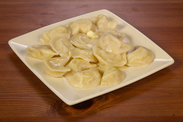 Homemade dumplings with mashed potato