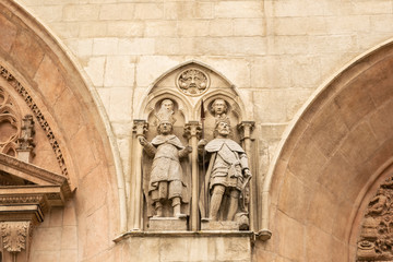 Sculptural detail of the gothic cathedral of Burgos. Spain.