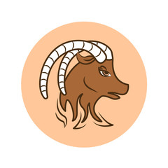 Capricorn color line icon. Zodiac sign. Astrology and horoscope. Predictions and human character. Element earth. Ruler Saturn. UI UX GUI design element. Editable stroke.