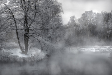 Breath of winter. Moscow region, Pekhorka River in Kraskovo.