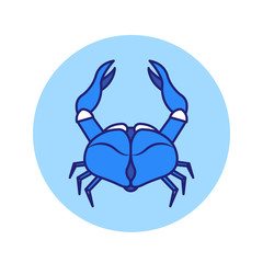 Cancer color line icon. Zodiac sign. Astrology and horoscope. Predictions and human character. Element water. Ruler Moon. UI UX GUI design element. Editable stroke.