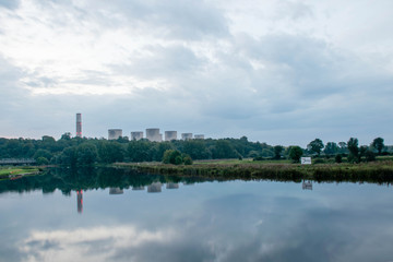 Fototapeta premium River Trent and Power Station during morning