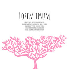 Illustration of corals and place for your text. Flyer with nautical design.