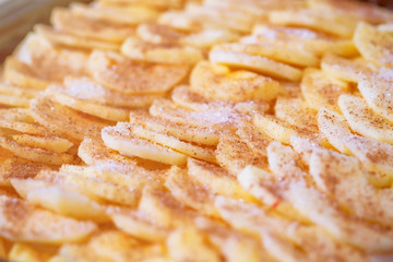 Apple cake.  Close up view.