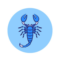 Scorpio color line icon. Zodiac sign. Astrology and horoscope. Predictions and human character. Element water. Ruler Pluto. UI UX GUI design element. Editable stroke.