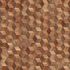 Seamless wood parquet texture hexagon 3d
