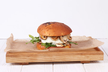 Grilled burger on a white background