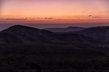 mountains in mar saba at sunrise