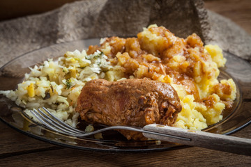 Tasty roulades beef on plate.