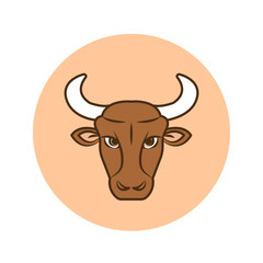 Taurus color line icon. Zodiac sign. Astrology and horoscope. Predictions and human character. Element earth. Ruler Venus. UI UX GUI design element. Editable stroke.