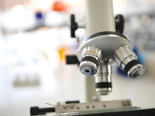 the closeup lens from microscope in medical science laboratory in collage 