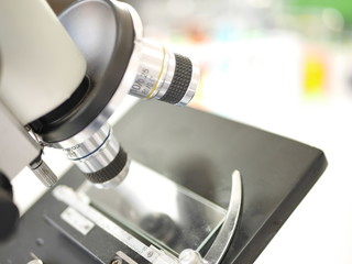the closeup lens from microscope in medical science laboratory in collage 