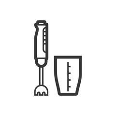 Hand blender outline single isolated vector icon. Kitchen appliances and electronics illustration on white background