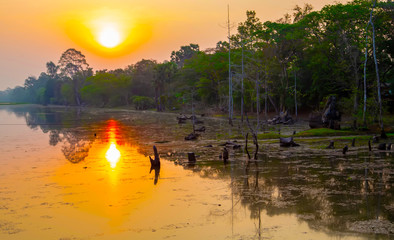 Sunrise of Srah Srang Lake Angkor Cambodia