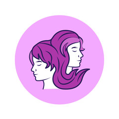 Gemini color line icon. Zodiac sign. Astrology and horoscope. Predictions and human character. Element air. Ruler Mercury. UI UX GUI design element. Editable stroke.