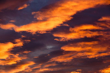 Fototapeta premium Colorful twilight red and black dramatic sunset sky