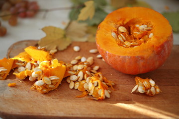 Pumpkin on wooden background