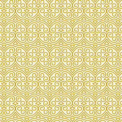 Vector seamless contour golden pattern in traditional oriental ethnic style 8