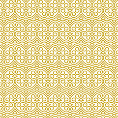 Vector seamless contour golden pattern in traditional oriental ethnic style 8
