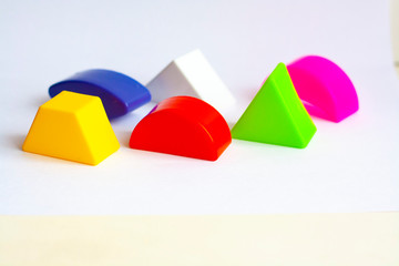 Multicolored geometric shapes on a white background