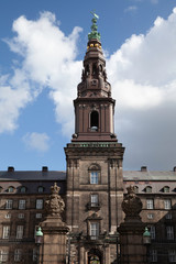 Fototapeta na wymiar Christiansborg Palace tower close-up, Copenhagen, Denmark