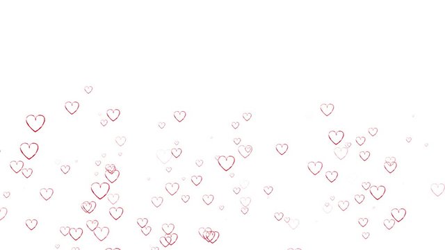 Hand drawn animation red hearts in scribble style. Doodle cartoon loop movie for Valentines Day