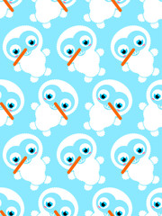 Cute Snowman baby pattern seamless. Cartoon Snowman child background. Christmas and New Year texture. Xmas Baby fabric ornament
