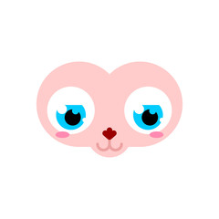 Cute animal face isolated. Cartoon beast face child. kawaii muzzle vector illustration