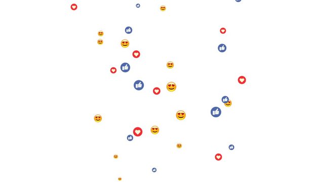Moving Emoji Symbols, Emoticons, Love, Heart, Like, Smile Icons Loop Background Animation.