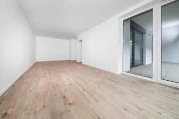 empty room with white walls and window, new build house