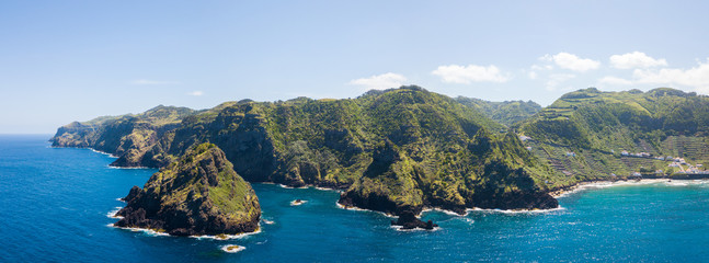 Fototapeta premium Azores aerial Santa Maria Cliffs and beaches