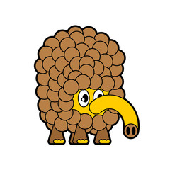 Cute mammoth baby isolated. Cartoon shaggy elephant child. vector illustration