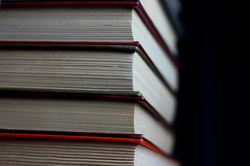 books close up lined up in a row
