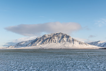 Góra, chmura, pustka, zima, Islandia