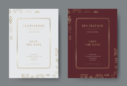 Set of vintage luxury vector invitation card