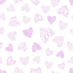 Hand drawn hearts seamless pattern design elements for valentine's day. Vector heart for cards, valentines, textile, banner. Coloring pages.