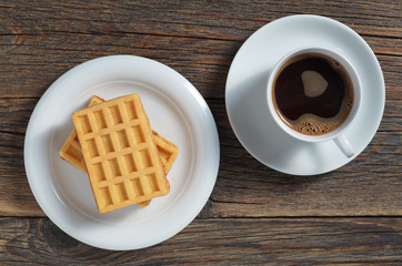 Obraz na płótnie Canvas Sweet waffles and coffee