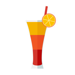 Tequila sunrise cocktail icon. Flat design.