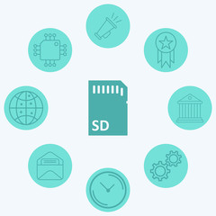 Memory card vector icon sign symbol