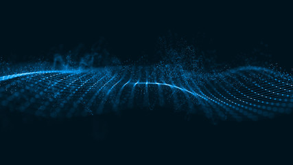 Abstract 3d rendering futuristic dots and lines. computer geometric digital connection structure. Futuristic black abstract grid. Plexus with particles. Intelligence artificial