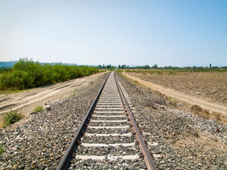 railway tracks in the field