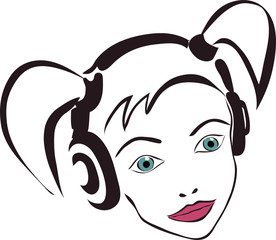 Vector illustration of girl in headphones