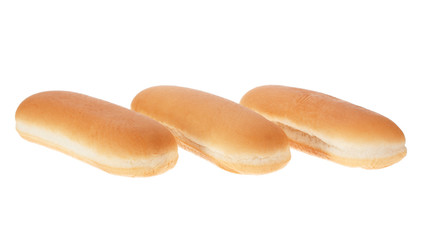 Hot dog buns isolated on white background.