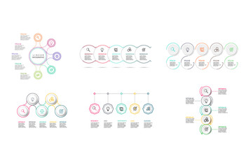 Thin line flat element for infographic. Template for diagram, graph, presentation and chart. Business concept with 5 options, parts, steps or processes. Data visualization.